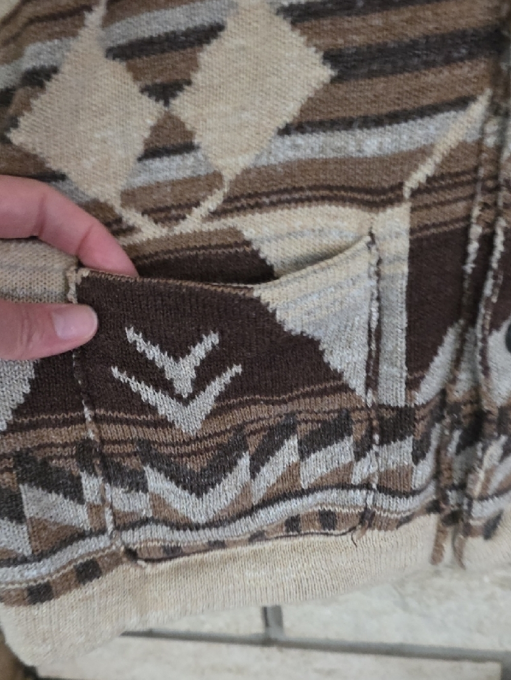 Ralph Lauren Shawl Collar Cardigan in Brown & Cream - Picture 3 of 6